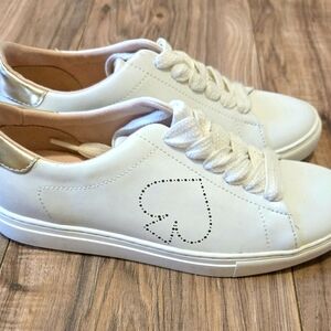 Kate Spade New York Angelise White Leather Gold Sneakers Women's Size 6B